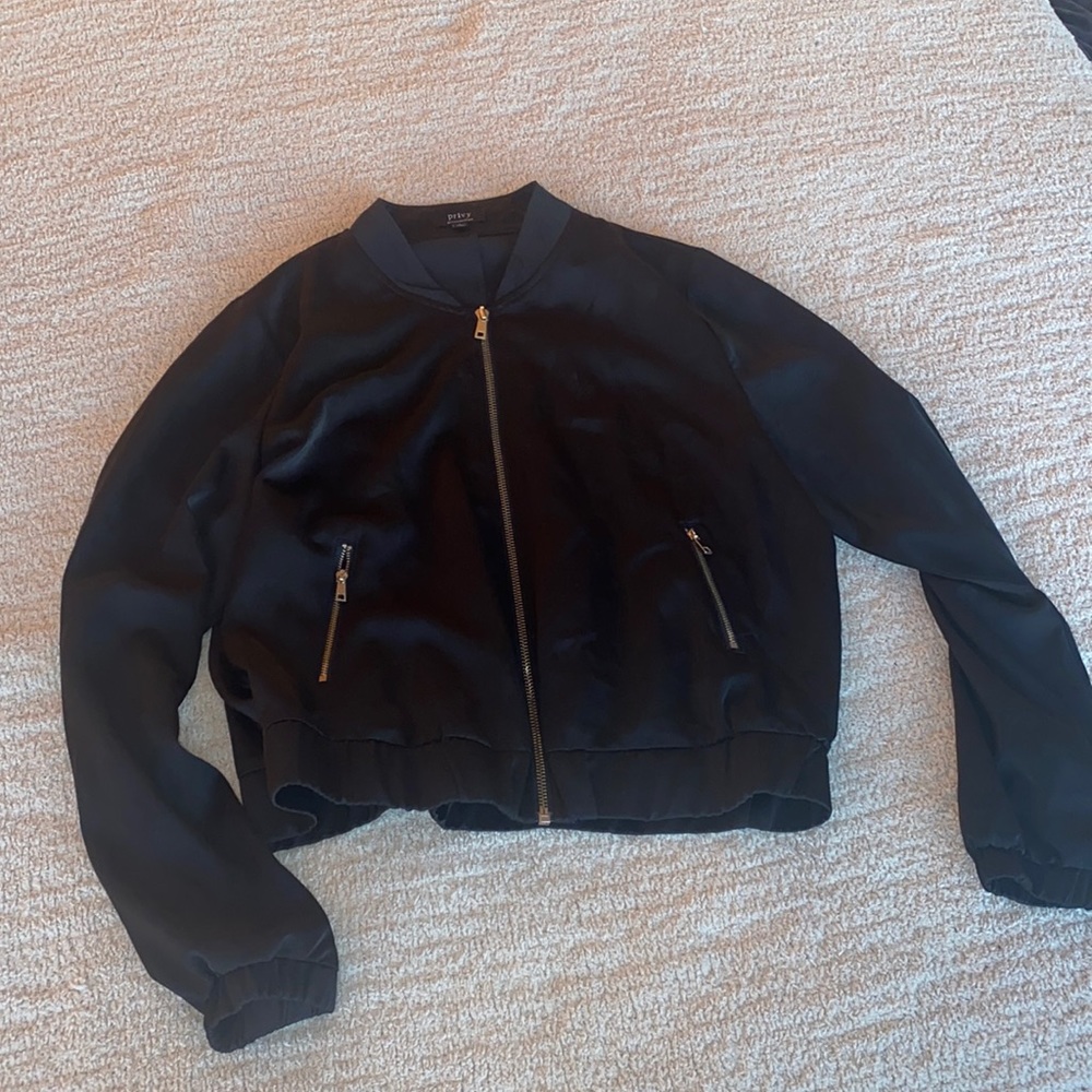 Women’s Privy Black Bomber Jacket, Size L